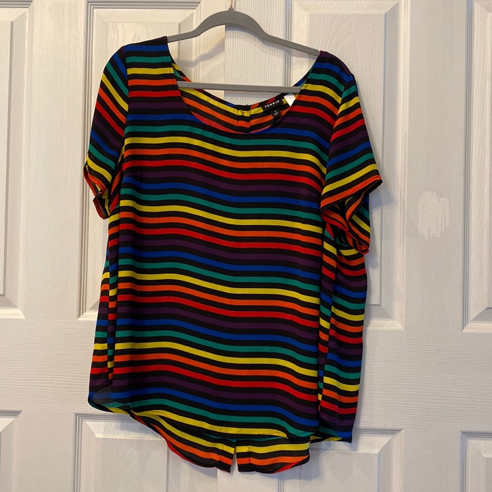 Torrid Rainbow stripe Georgette top 1x